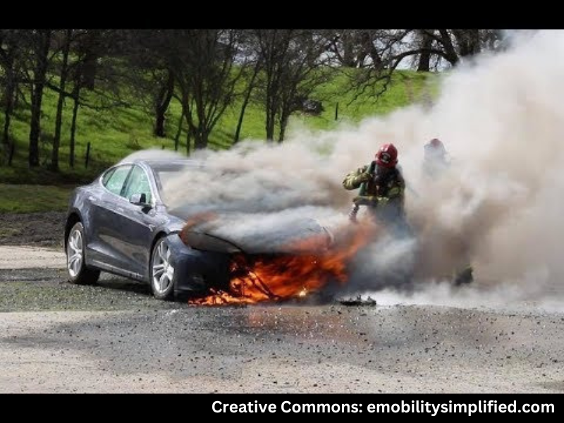 electric vehicle on fire